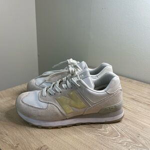New Balance Beige and White Sneakers